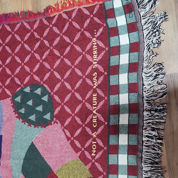 NOT A CREATURE WAS STIRRING Cat in Christmas Stocking Woven Blanket Throw - Picture 3 of 9